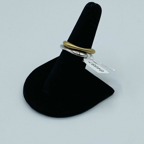 Lia Sophia Set of 2 Rings Silver Copper Goldtone Color Opposites Attract Size 7 - Picture 3 of 5